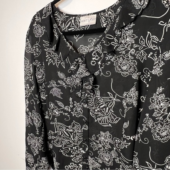 Vanity Fair VTG Elegant Black Sheer Blouse - Picture 4 of 8